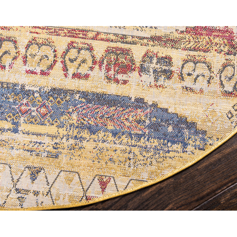 Angeliya Oriental Indoor Rug, Round 5'