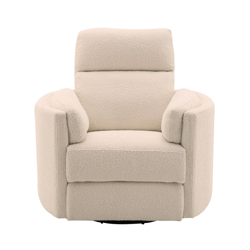 Versatile And Comfortable Swivel Glider Recliner For Relaxation, Beige Boucle