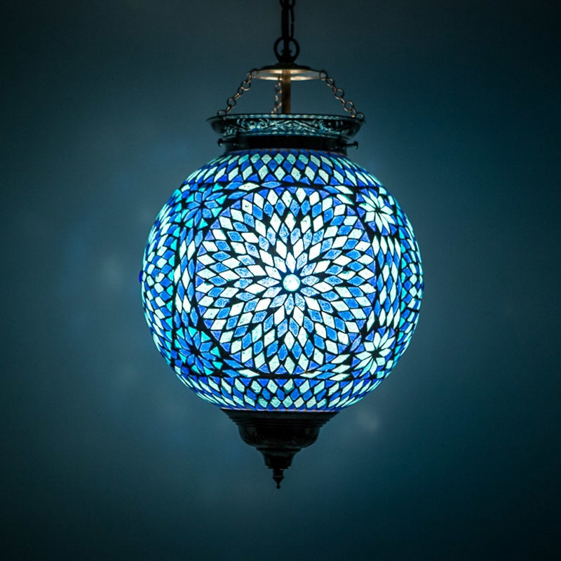 Charron 1 - Light Gold Sphere Pendant, Blue