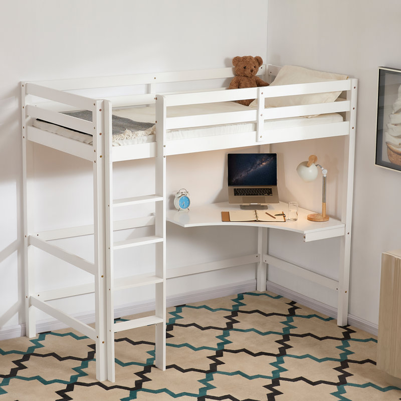 Muskoka Single (3') Bed Frames High Sleeper Loft Bed with Built-in-Desk, White