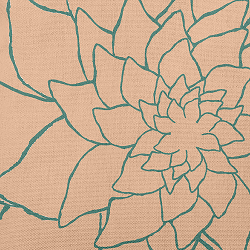 Coussin lombaire à motif floral, Orange clair / vert