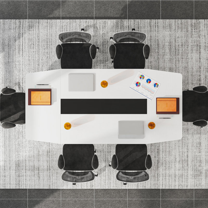 180cm Boat Shaped Conference Table, White