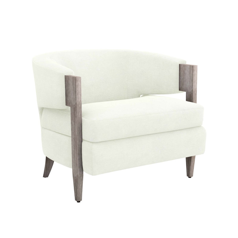 Kelsey Upholstered Barrel Chair, Light Gray, Chenille