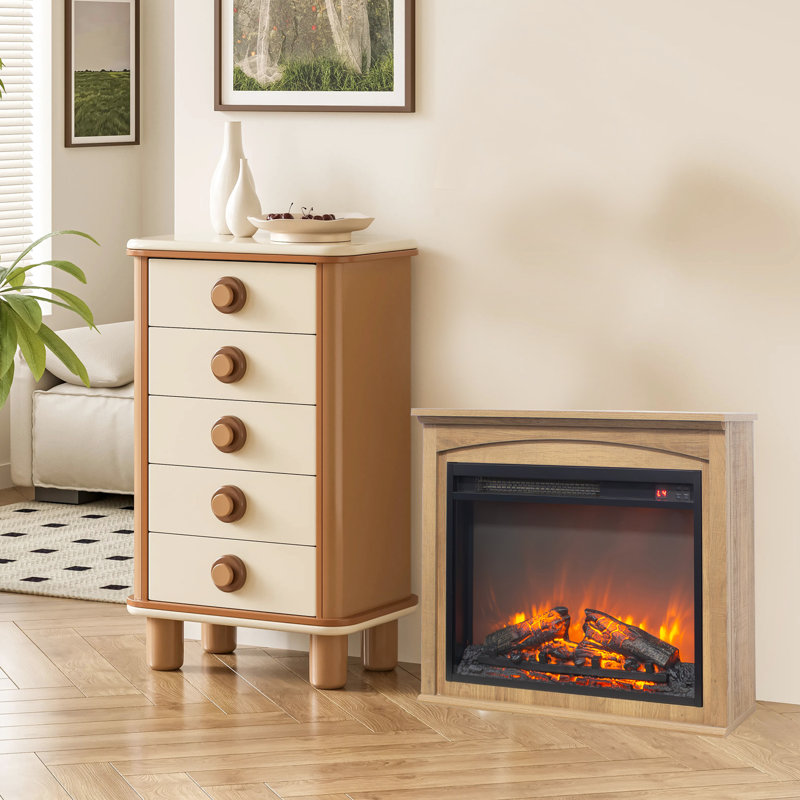 Meuble audio-vidéo 28 po avec foyer électrique de 28 po - puissance de 1500 W, 400 Pieds chauffants, 11 réglages de température, effet de flamme réaliste, télécommande infrarouge, double protection, aucune configuration