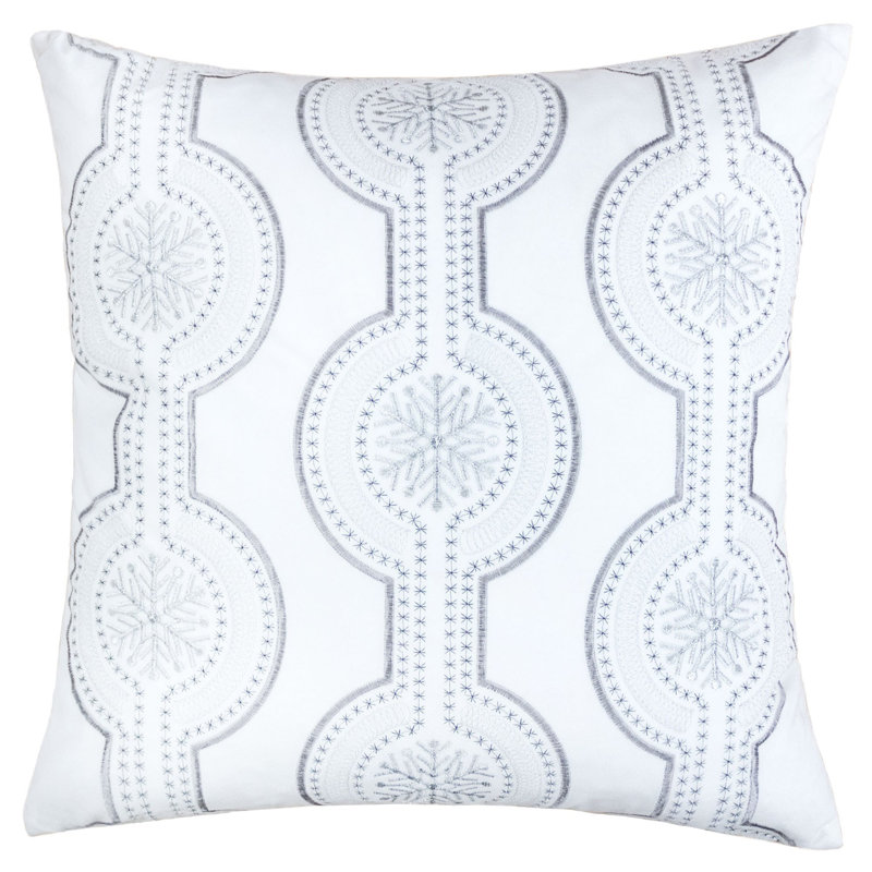 Coussin en velours blanc brodé avec insert 20X20, Blanc