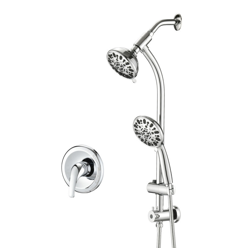 Tête de douche à pluie murale 5 pouces avec douche à main multifonction Topcraft, Chrome chrome
