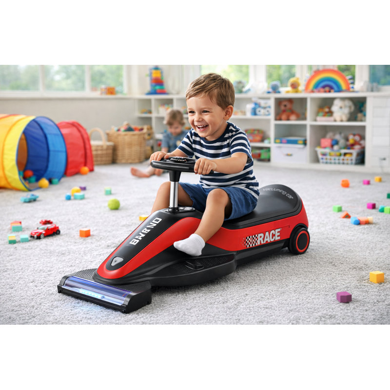 12v7ah Ride On Go Kart avec fonction d'aspirateur, voiture électrique avec boîte à poussière détachable, Rouge