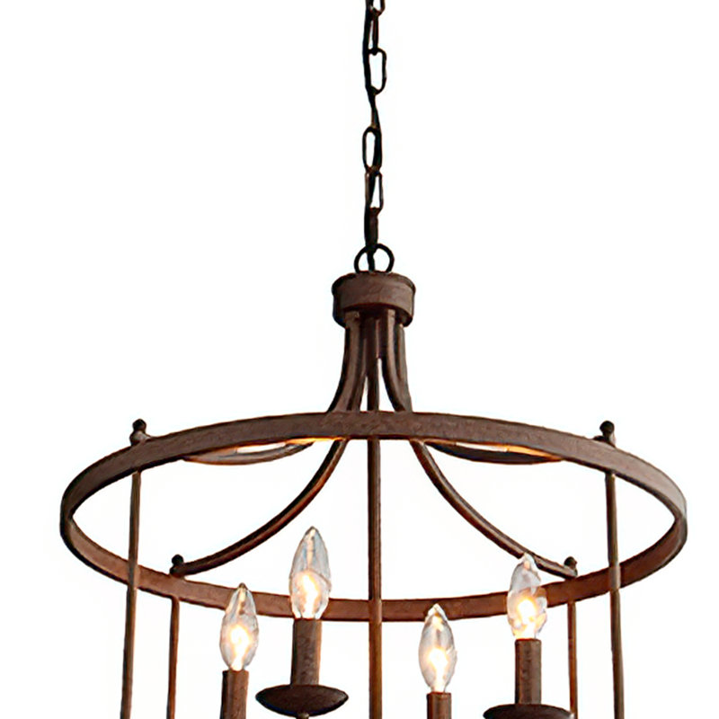 Lustre cylindrique 4 lumières à finition rustique