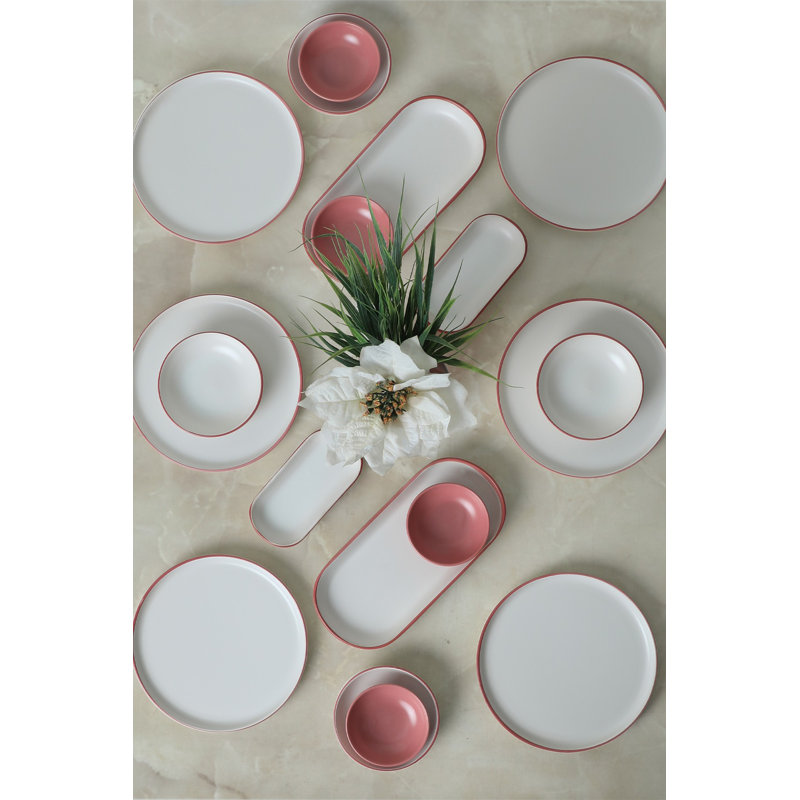 Ensemble de petit déjeuner (18 pièces), Blanc / Rose