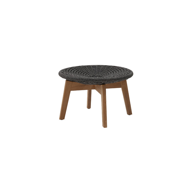 Peacock Outdoor Teak Ottoman, Dark Gray