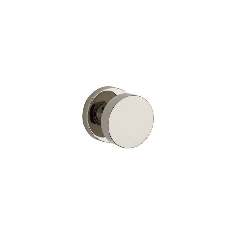 Contemporary Passage Door Knob with Contemporary Round Rose, Polished Nickel