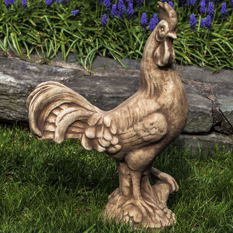 Antique Rooster Statue, Brownstone