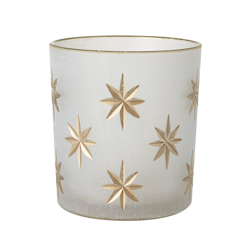 Glass Tabletop Votive Holder, White/Gold