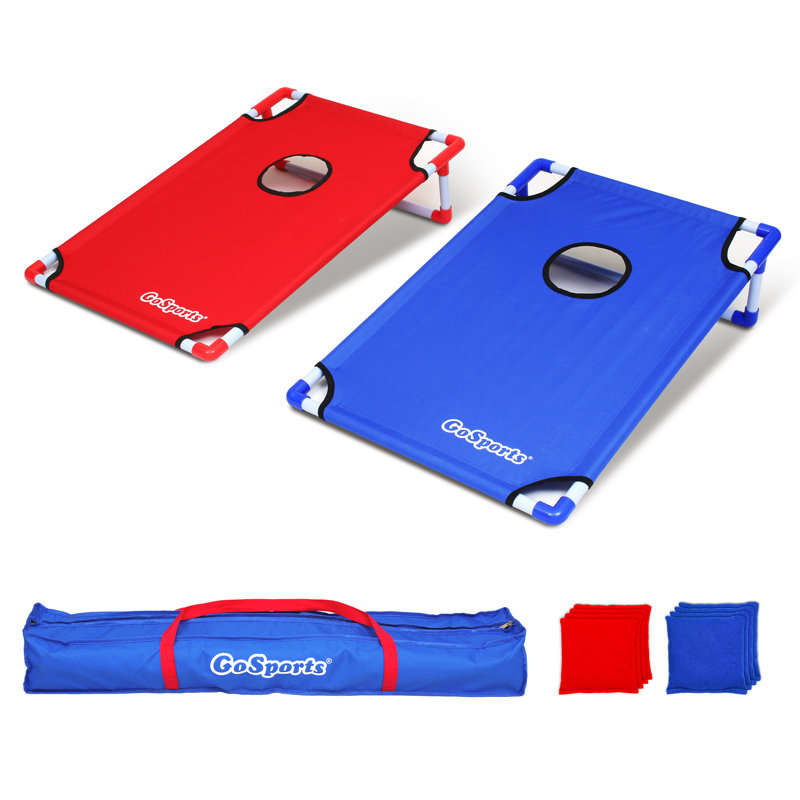 Portable Red and Blue PVC Cornhole Game Set with Bean Bags