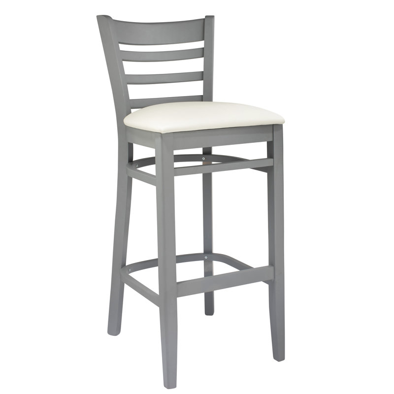 Tabouret de bar en bois massif, Noir, Blanc