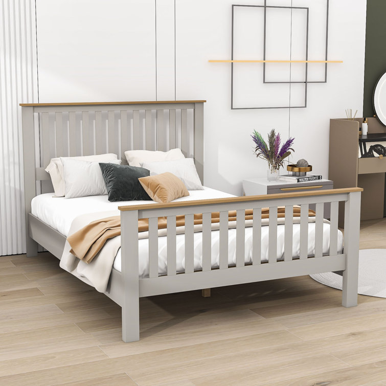 Reliancer Full Size Bed Frame with Wooden Headboard and Footboard
