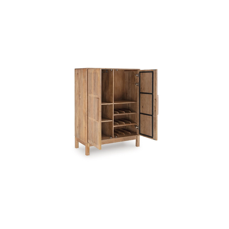 Pela Bar Cabinet, Adjustable Shelves And Wine Holders, Natural Brown