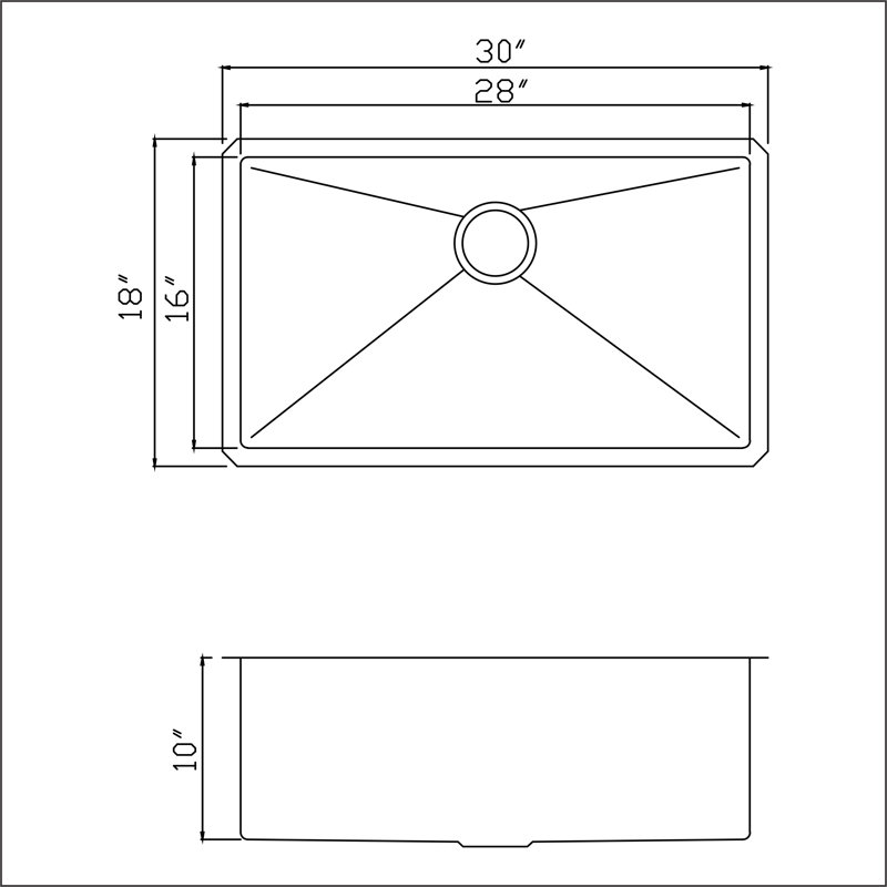 30'' Matte Stainless Steel Undermount Single Bowl Kitchen Sink