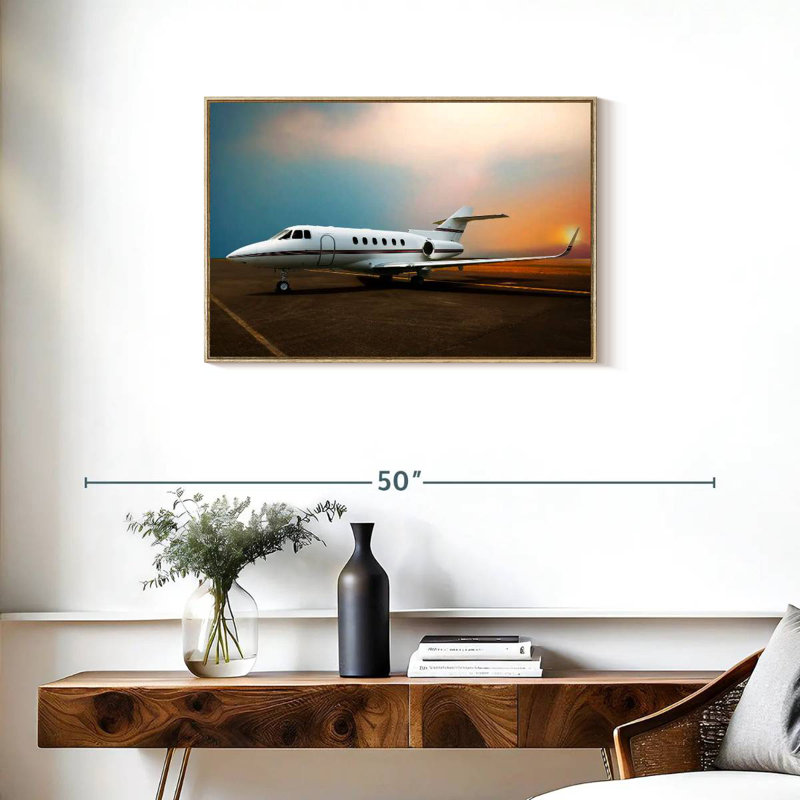 Stationnement privé en avion, Cadre flottant en bois naturel, 31 po x 21 po