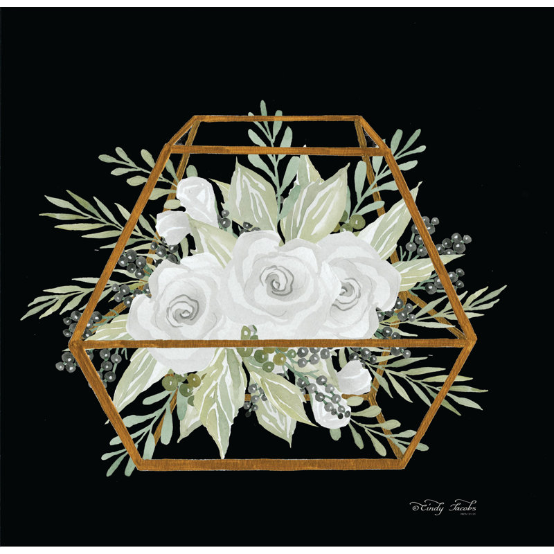 «Gold Geometric Polygon» par Cindy Jacobs - impression, H 12 po x l 12 po, Toile tendue