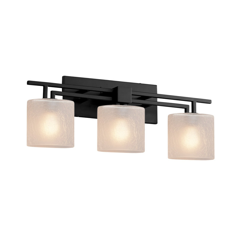 Kip 3 - Light Dimmable Vanity Light, Matte Black, Frosted Crackle