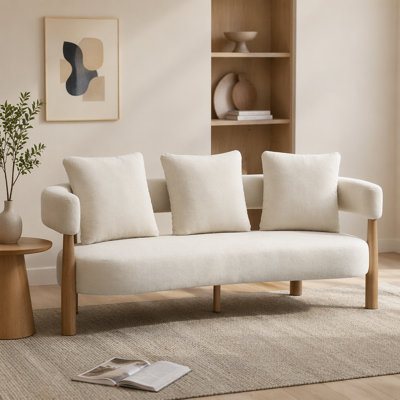 Canapé incurvé moderne en chenille 3 places 76,5 po Luxe