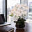 2-pack White Phalaenopsis Orchid | Elegant Faux Orchids In 7" Black Pots – Lifelike Decor For Home & Office