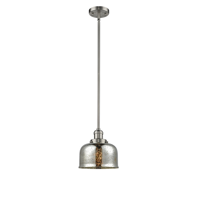 Luminaire suspendu en forme de dôme à 1 lumière Celaya, Nickel satiné brossé, Argent mercuré, H 10 po x l 8 po x P 8 po
