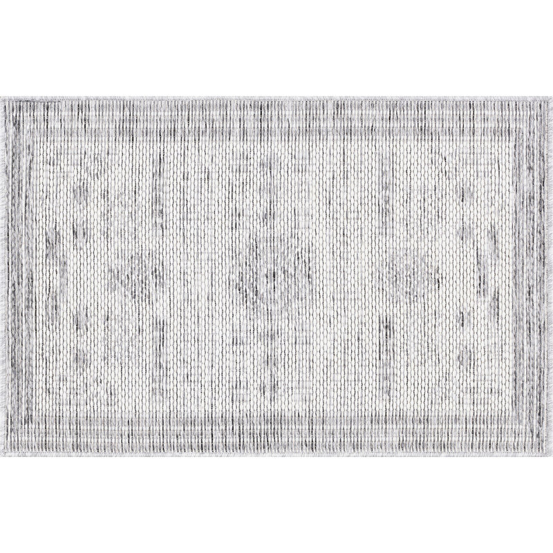 Diana Geometric Gray & Cream Indoor / Outdoor Area Rug 5x7 - ( 5'3'' x 7'3'' ), Rectangle 2' x 3'
