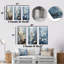 Ensemble de 3 décorations murales grises et bleues-253799573