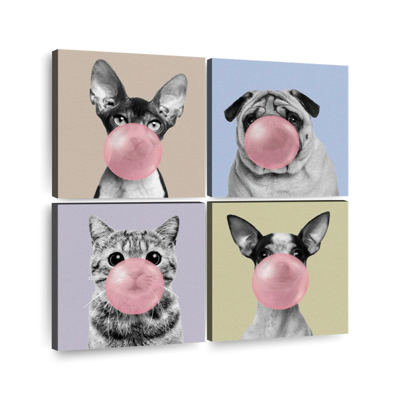 Ensemble de 4 toiles tendues Bubble Gum, H 18 po x l 18 po x P 1 po