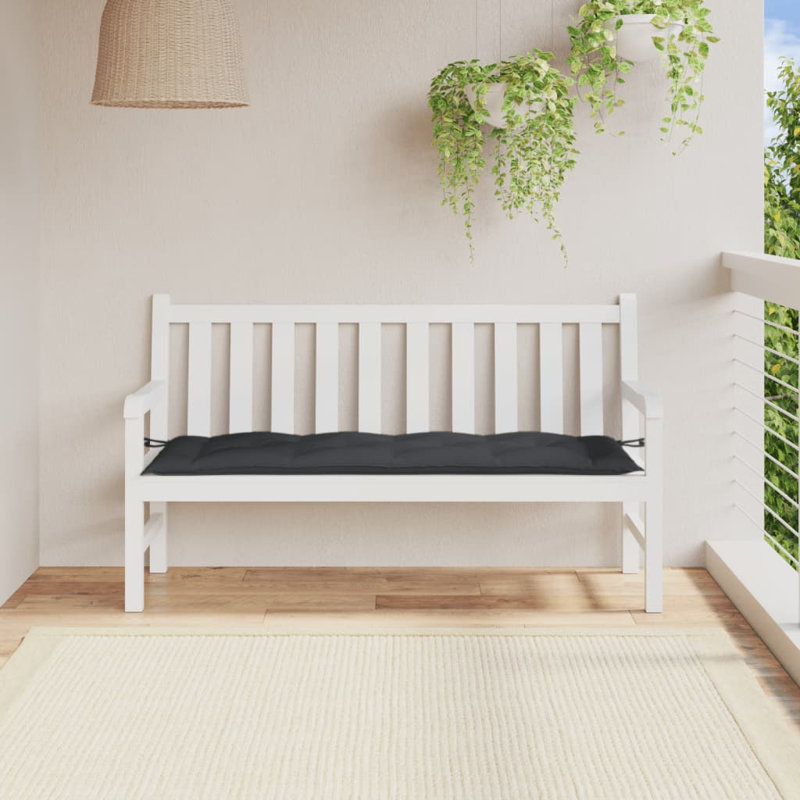 Ebern Designs Garden Bench Cushion 2.8" Fabric, 59.1" W x 19.7" D, Melange Anthracite