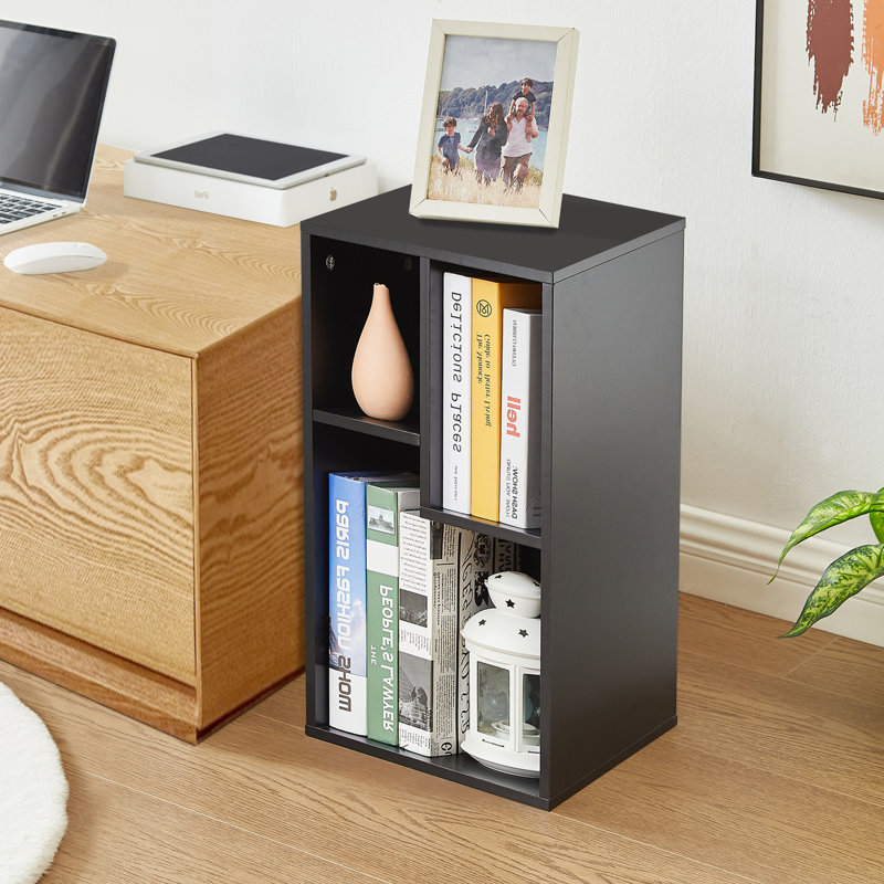 Altamonte 3-Cube Black Bookcase, Small Storage Cabinet with 2-Tier Open Shelves, Modern Cube Organizer for Small Spaces