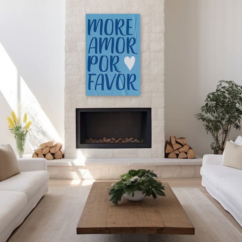 More Amor Por Favor - Citation de typographie moderne, art textuel espagnol, H 48 po x l 32 po