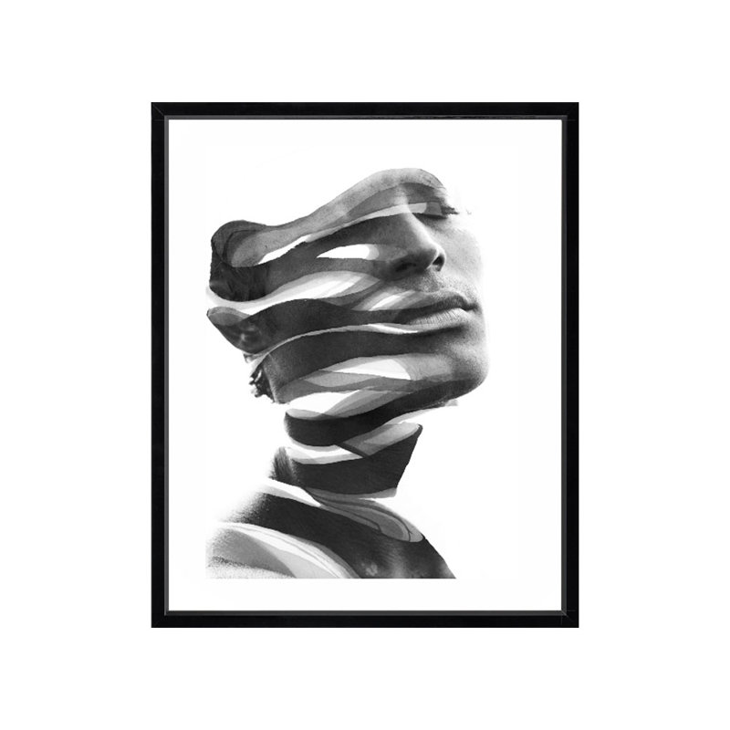 Contemporary Sculpture 1 Piece Single Picture Frame Wall Art, 190.5 cm H x 139.7 cm W, Gloss Black