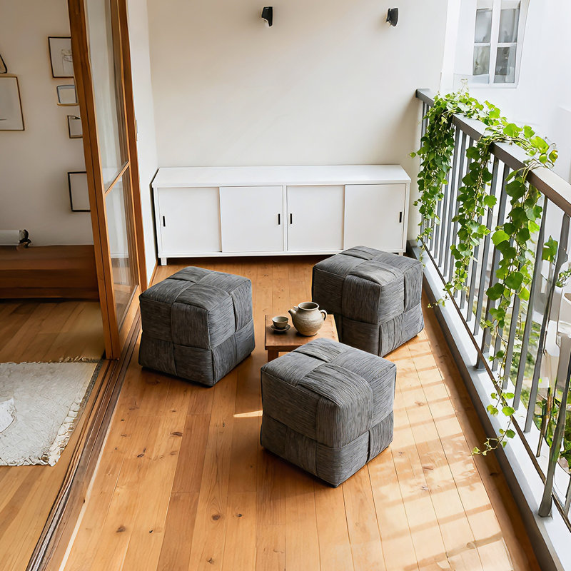 Ottoman Foot Rest Soft And Comfortable Ottoman Square Corduroy Woven Design Sofa Stool (Grey), Gray