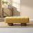 Yellow Chenille Upholstered No-Assembly Dining/Entry/Bedroom Bench Ottoman With Wood Legs & 300 LBS Capacity-2053655768