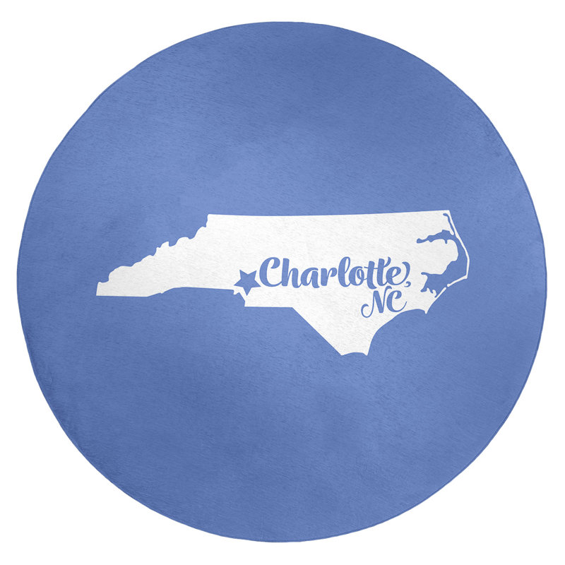 Tapis de poly-chenille en poly-caroline du nord charlotte, Rond 5 pi