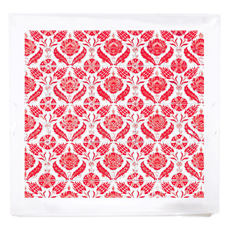 Tulipia Acrylic Square Decorative Tray, Red