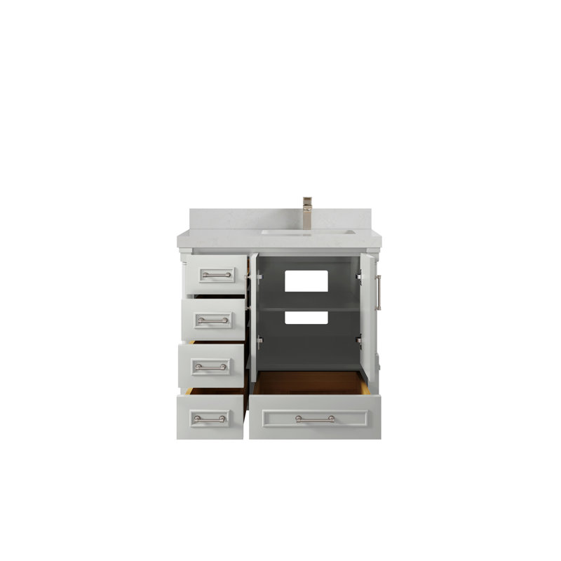 Ensemble de meuble-lavabo simple 36 po Aberdeen, Quartz de Carrare
