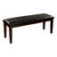 Banc de salle à manger avec cadre revêtu de bois de couleur cerise et similicuir revêtu de tissu