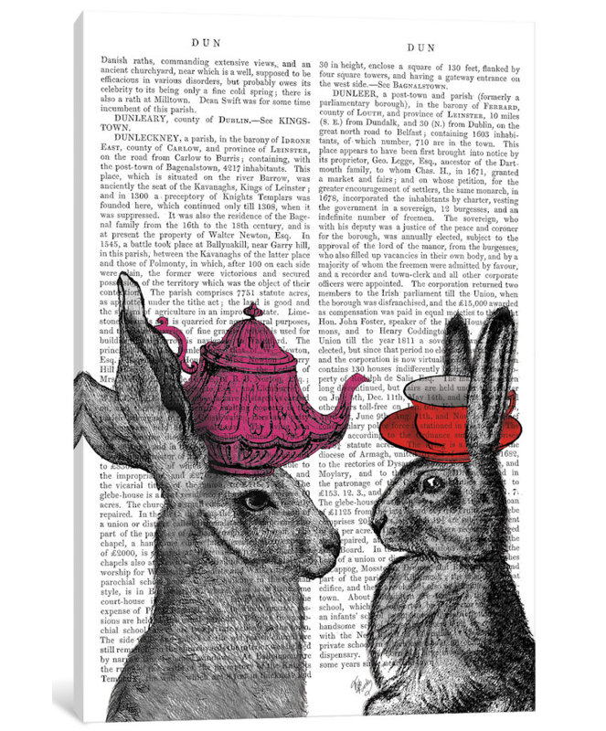 « lapin tea time i », impression sur toile, H 26 po x l 18 po x P 1,5 po
