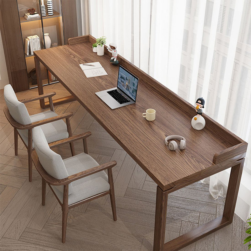 Walnut Rectangular Solid Wood desk, 29.53" H x 94.49" W x 27.56" D
