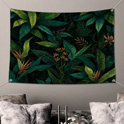 Tropical Greenery Leaves Wall Tapestry - Tropical Wall Decor