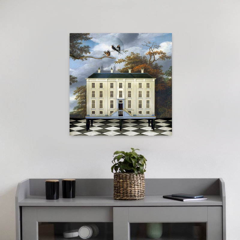 «The Dollhouse», art mural abstrait contemporain, H 18 po x l 18 po