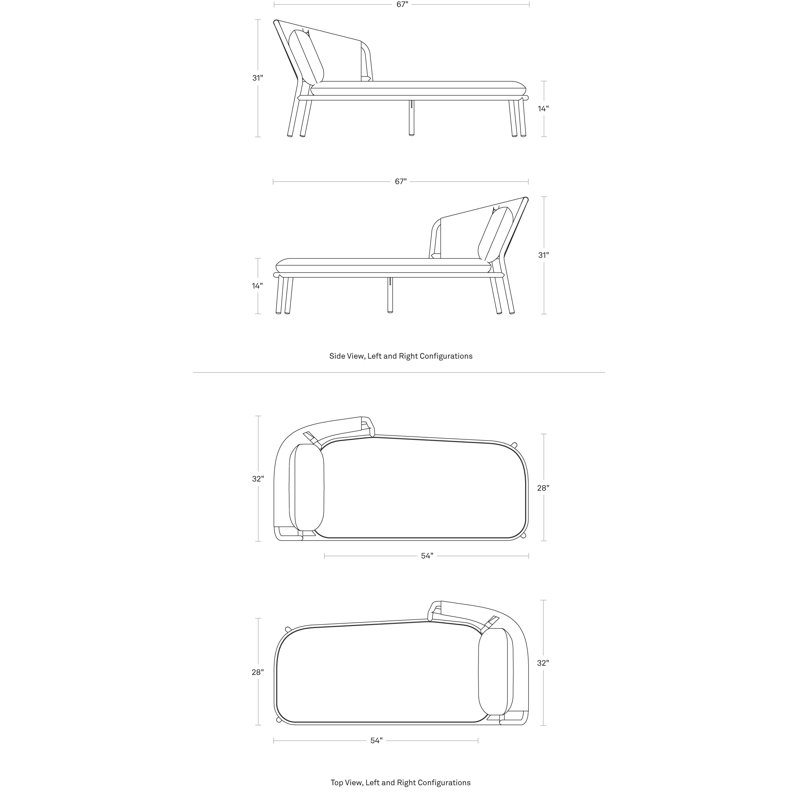 Mate Outdoor Chaise Lounge, Charcoal Sunbrella®