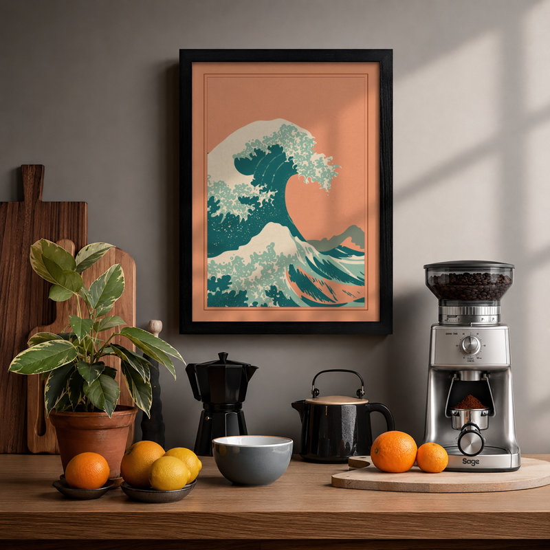 Wave at Dawn Coastal - Framed Print, Black, A3 - 42.0 x 29.7 cm