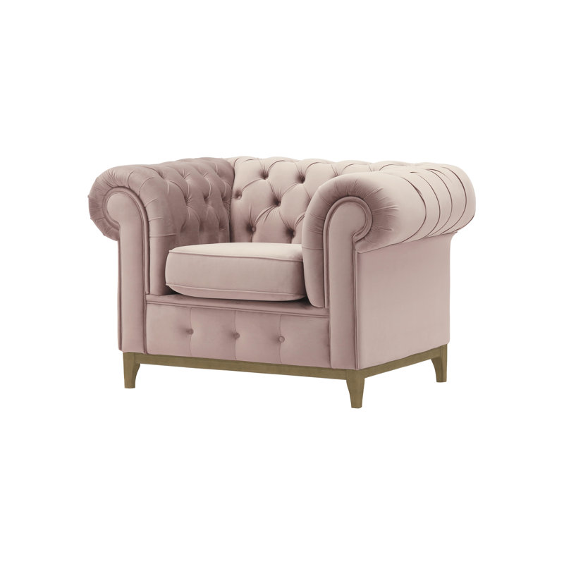 Frye Velvet Chesterfield Chair, Olive Green, Flamingo