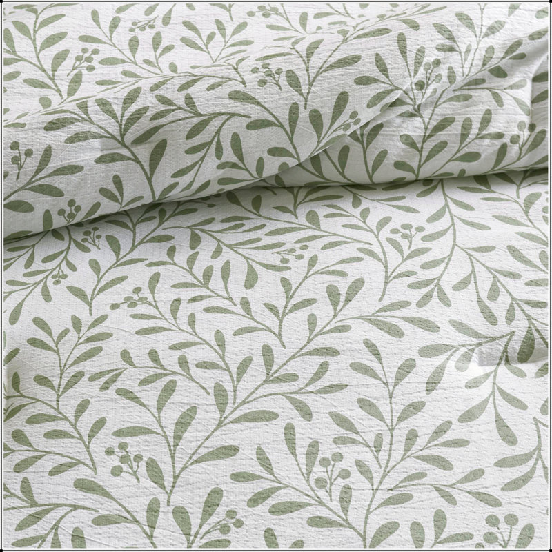 Ensemble de couette imprimée 5 pièces pour lit queen : couette 90 x 90 pouces, taies d’oreiller 20 x 26 pouces, Sage Green