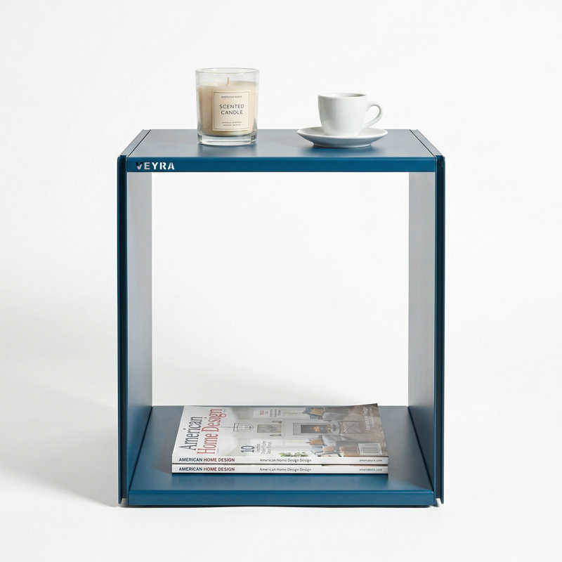 Table d'appoint avec rangement en métal Modern, Blue